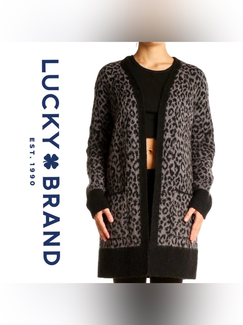 Lucky Brand Leopard Print Long Cardigan Sweater Women’s SP